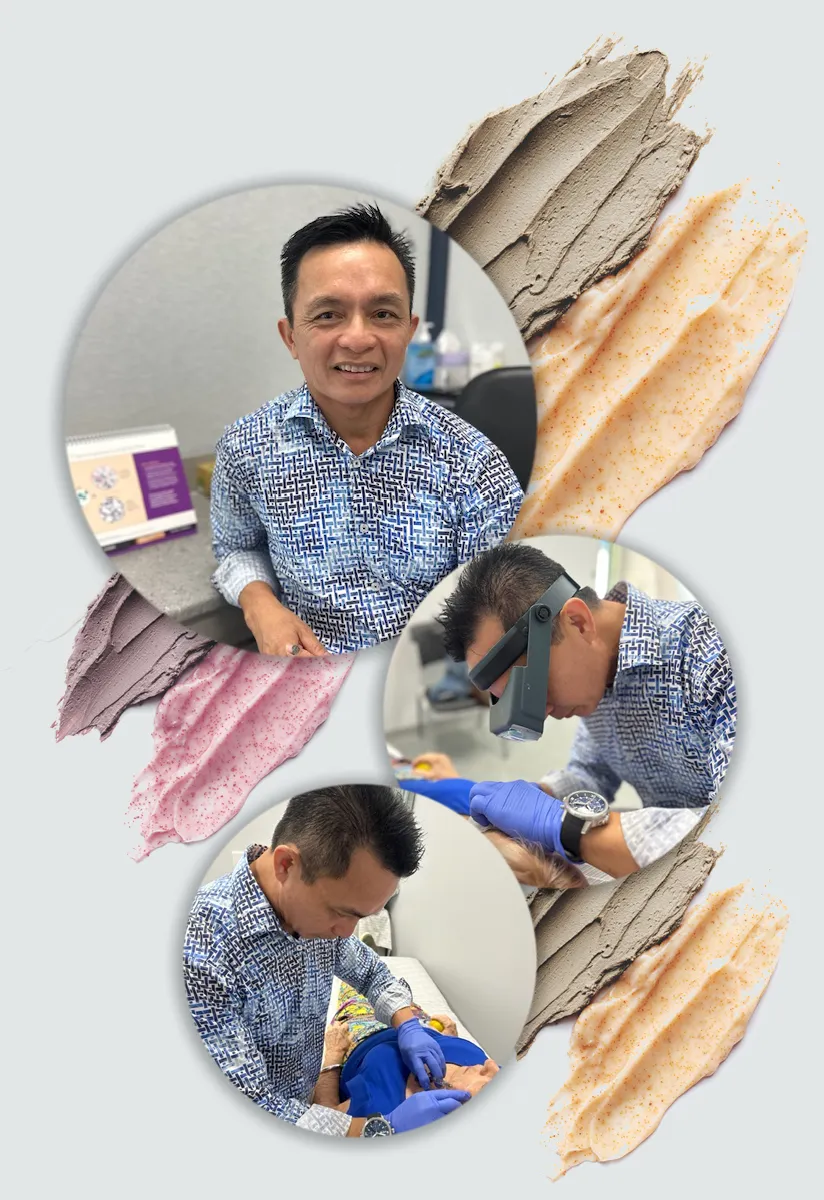 Dr Hung Nguyen, Glowtique's qualified cosmetic doctor, with patients