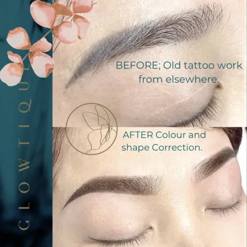 Brow Correction before and after at Glowtique Brisbane