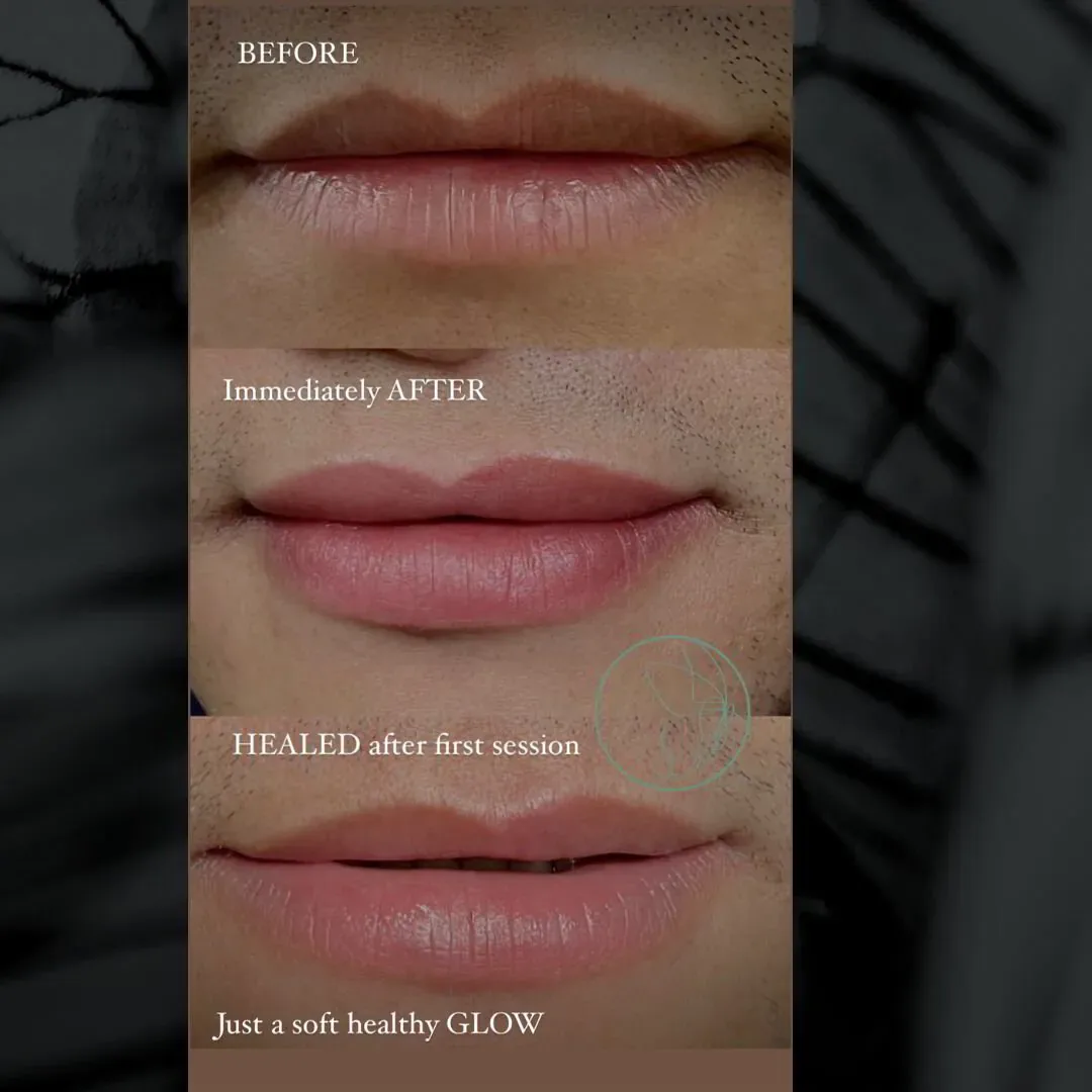 Lip Blush before and after at Glowtique Brisbane