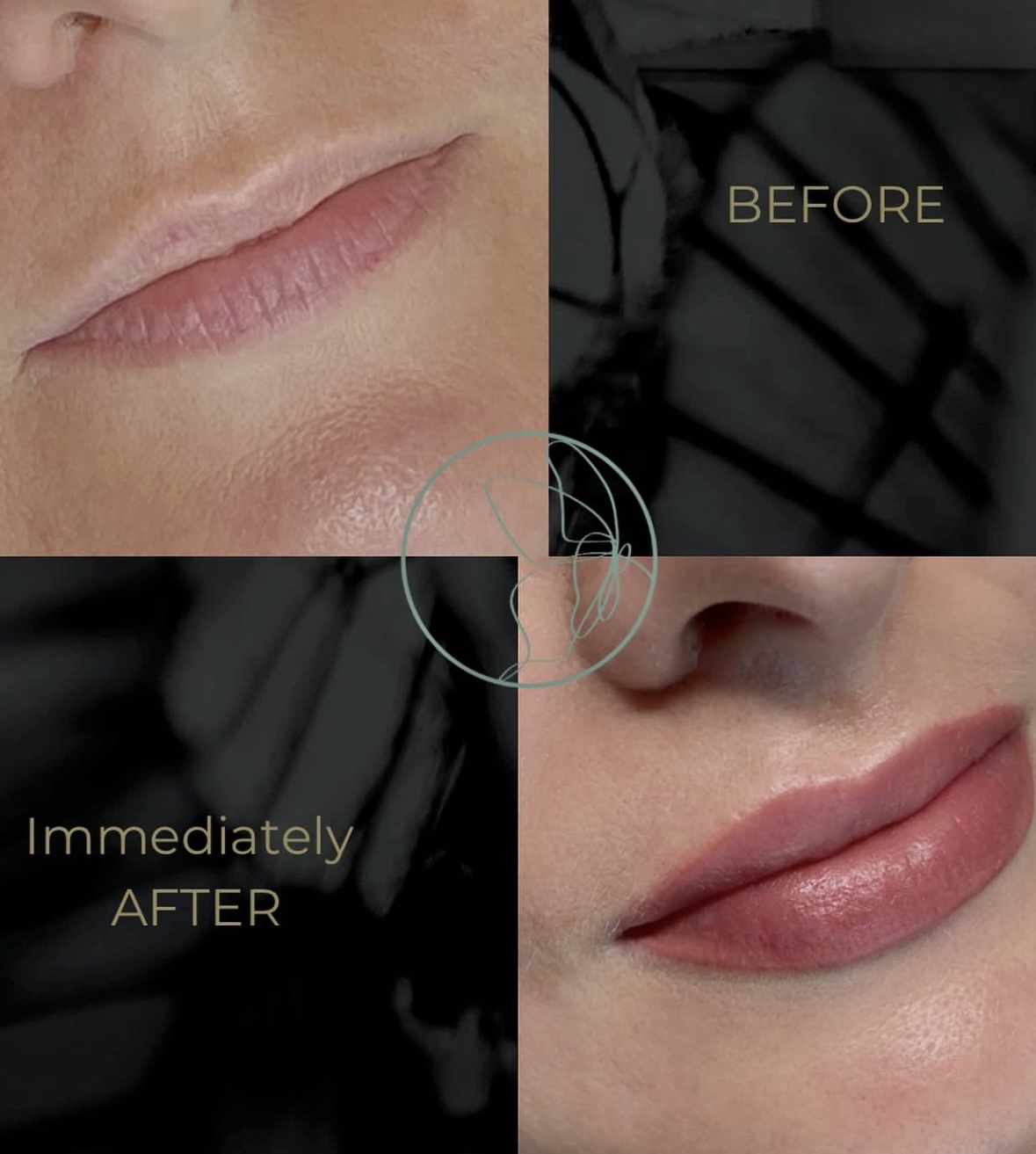 Lip Blush before and after at Glowtique Brisbane