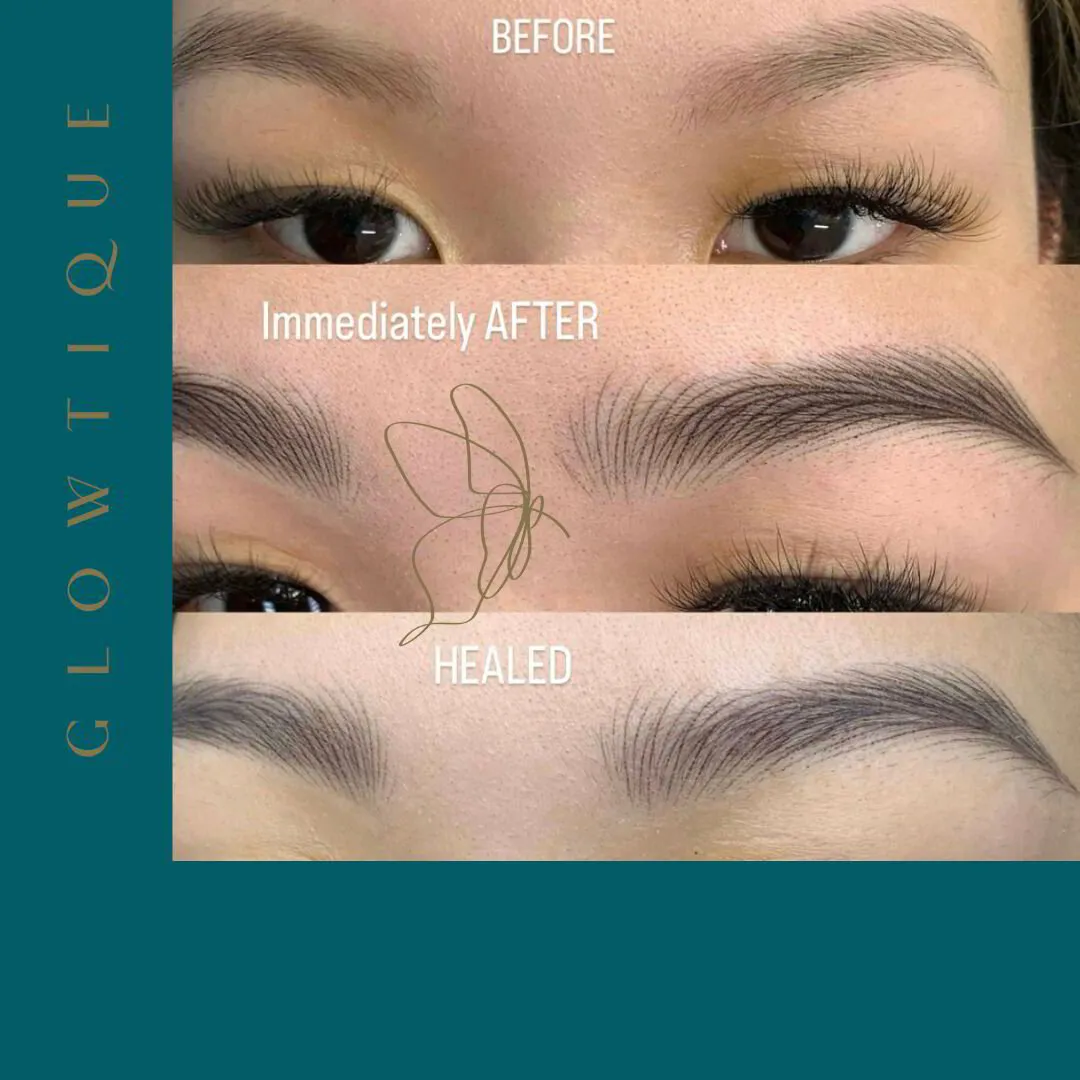 Nano Feathering before and after at Glowtique Brisbane