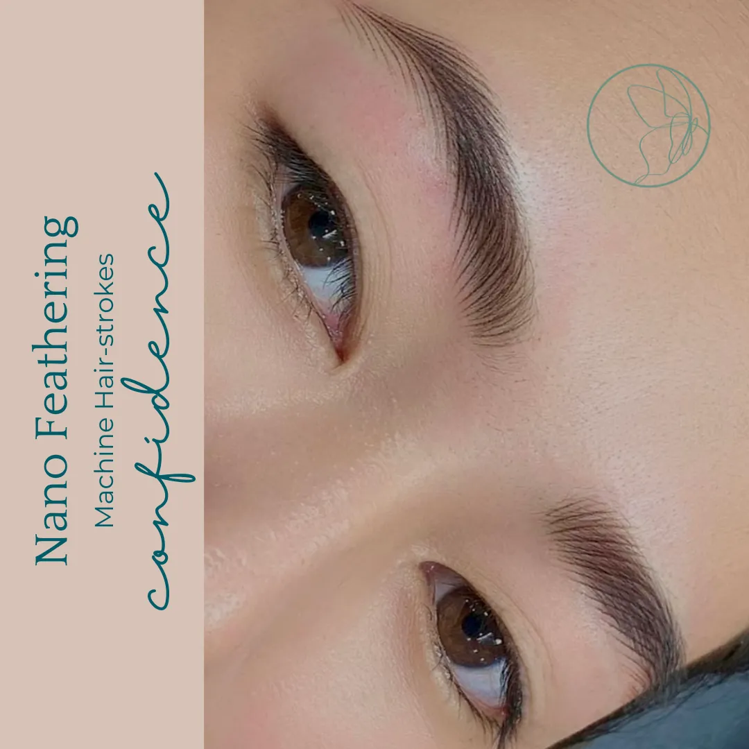 Nano Feathering before and after at Glowtique Brisbane