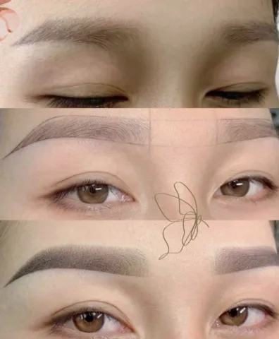 Nano Feathering before and after at Glowtique Brisbane