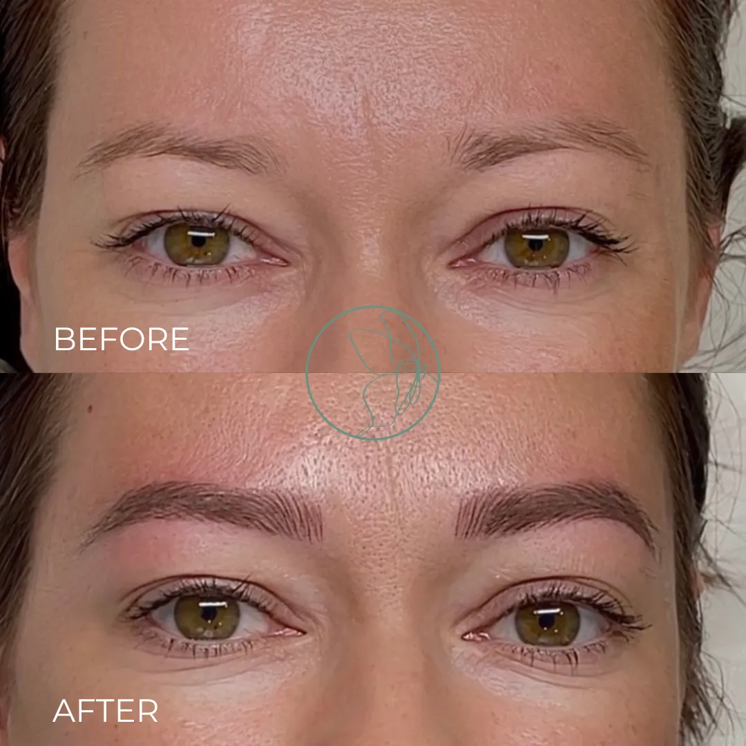 Nano Feathering before and after at Glowtique Brisbane
