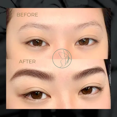 Nano Feathering before and after at Glowtique Brisbane