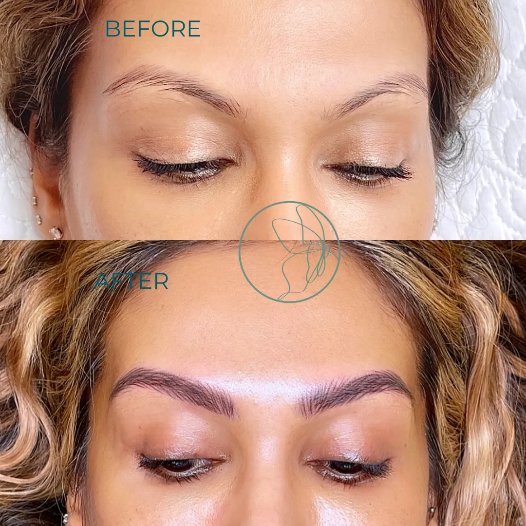 Nano Feathering before and after at Glowtique Brisbane