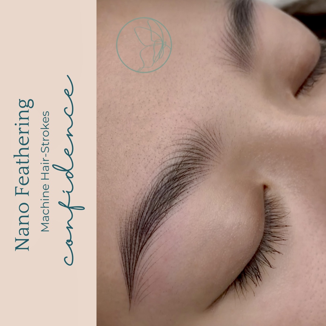 Nano Feathering before and after at Glowtique Brisbane