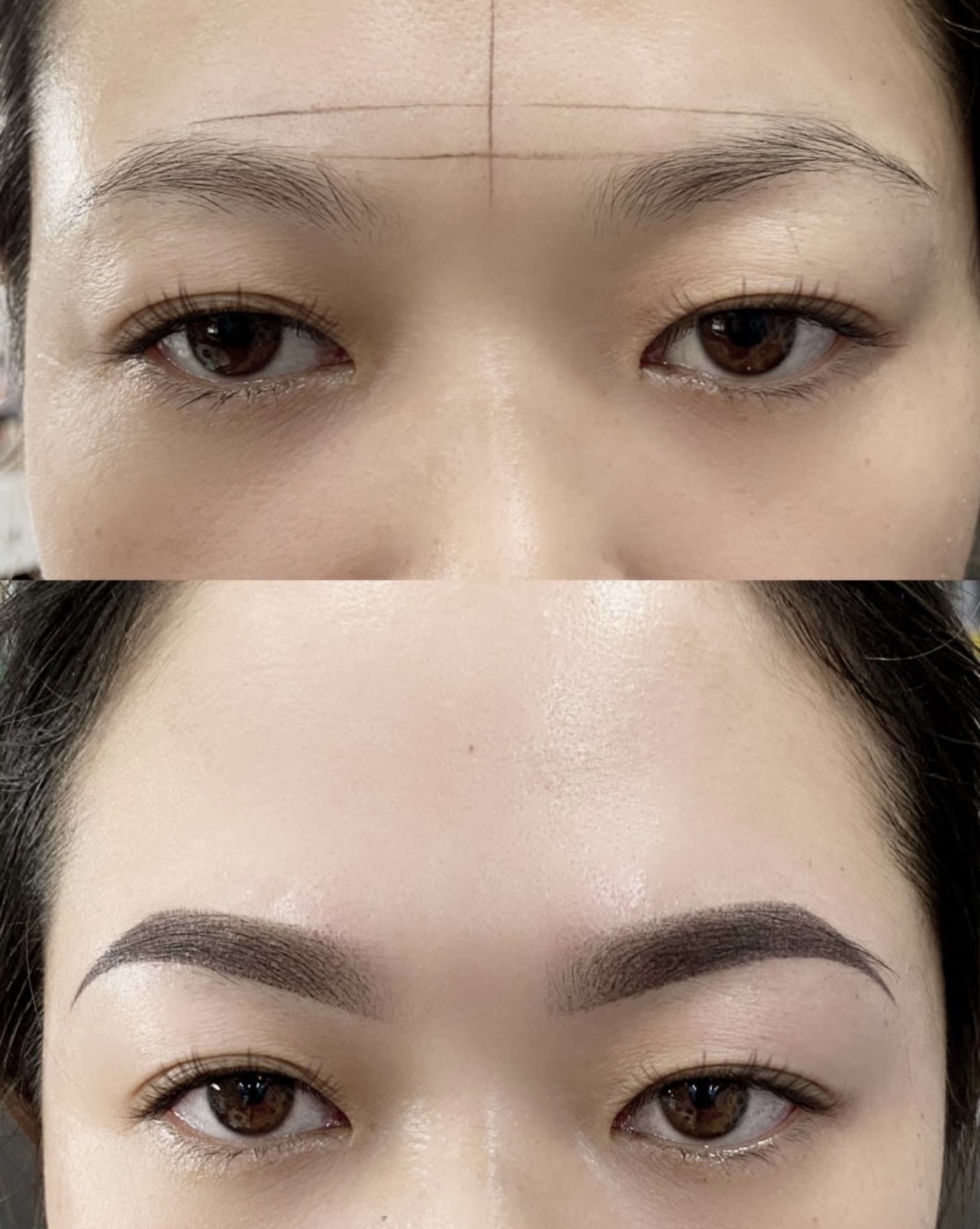 Powder / Ombré Brows before and after at Glowtique Brisbane